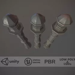 Barrier Bollard Pack 2 v1 Gray Three Texture Options Low-poly  3D model