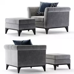 Bernhardt Burnham Chair and Ottoman 3D model