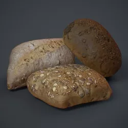 Bread roll three pack - low-poly photogrammetry models Low-poly  3D model