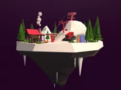 Cartoon Low Poly Slope Resort Island Pack Low-poly  3D model
