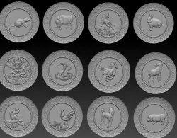 Chinese zodiac signs 3D model