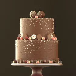 Chocolate Cookie Cake  Low-poly  3D model