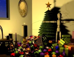 Christmas eve gift unwrapping cuddly time 3D model