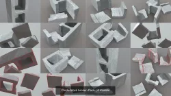 Cinderblock broken Pack 3D Model Collection