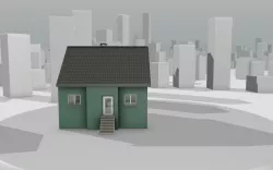 City House -17- Half-Double-House - Roof black- Wall green Low-poly  3D model