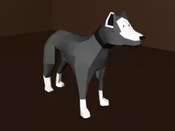 Dog with Materials Low-poly  3D model