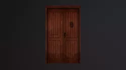 Door with bronze elements Low-poly  3D model