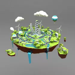 Eco cityscape  Low-poly  3D model