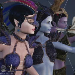 Elven Sisters Low-poly  3D model