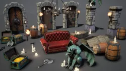 Fantasy Props Interior Pack Low-poly  3D model