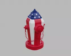 Fire Hydrant 19 - American Flag Patriotic Fireplug 3D model