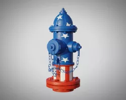 Fire Hydrant 20 - Patriotic American Flag Fireplug 3D model