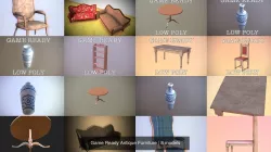 Game Ready Antique Furniture 3D Model Collection