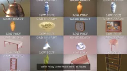 Game Ready Coffee Room items 3D Model Collection