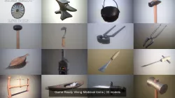 Game Ready Viking Medieval items 3D Model Collection