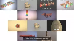 Game Ready Wooden Toys 3D Model Collection