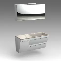 Glass wash-basin with cabinets and mirror 06 3D model