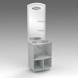 Glass wash-basin with cabinets and mirror 10 3D model