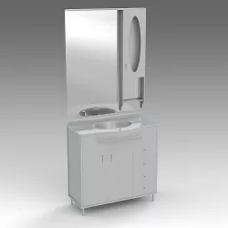 Glass wash-basin with cabinets and mirror 11 3D model