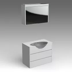 Glass wash-basin with cabinets and mirror 13 3D model