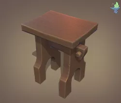 Gothic Stool Low-poly  3D model