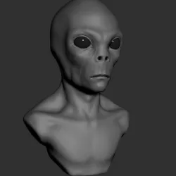 Grey Alien Bust ZTL 3D model