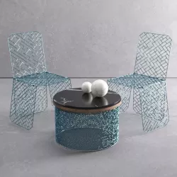 Grid table and chair 3D model