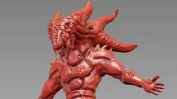 High poly model of humanoid monster with dragon head 3D model