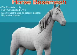 Horse Basemesh Low-poly  3D model