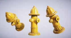 Hydrant Yellow Low-poly  3D model