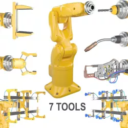 Industrial Robotic Arm   and 7 tools 3D model 3D model