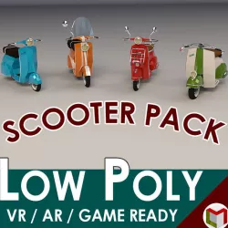 Low Poly Cartoon Scooter Pack 3D Model Collection