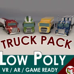 Low Poly Cartoon Truck Pack 01 3D Model Collection