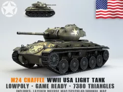 Low Poly M24 Chaffe light tank Low-poly  3D model