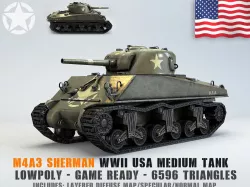 Low Poly M4A3 Sherman Medium Tank Low-poly  3D model