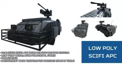 Low Poly Scifi APC with RWS Low-poly  3D model