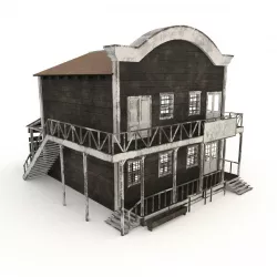 Lowpoly Wild West Building 09 Low-poly  3D model