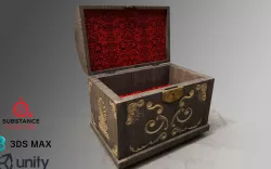 Medieval chest with ornaments Low-poly  3D model