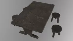 Medieval wooden table Low-poly  3D model