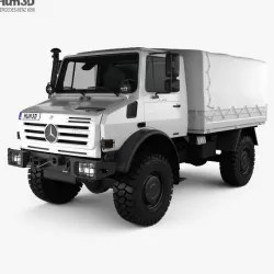 Mercedes-Benz Unimog U4000 Flatbed Canopy Truck 2000 3D model