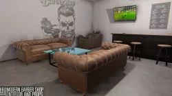 Modern barber shop - interior and props 3D model