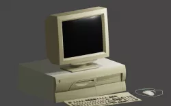 Old 90s desktop computer full set Low-poly  3D model