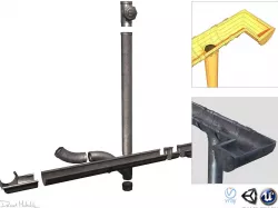 Old Aluminium Gutter System PBR Low-poly  3D model