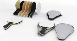 Racket for ping pong with case and exploded view 3D model
