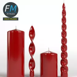 Red candles 3D model