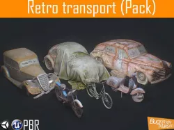 Retro Transport Pack Low-poly  3D model