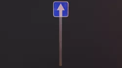 Road sign showing forward way Low-poly  3D model