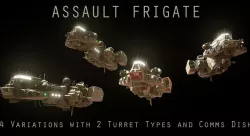 Sci-fi Assault Frigate Low-poly  3D model