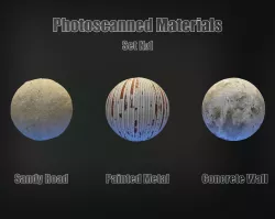 Set of 3 PBR Materials - Photoscanned Material Kit - 4K TIFF Texture