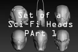 Set of a Sci-Fi Heads Part 1 3D model